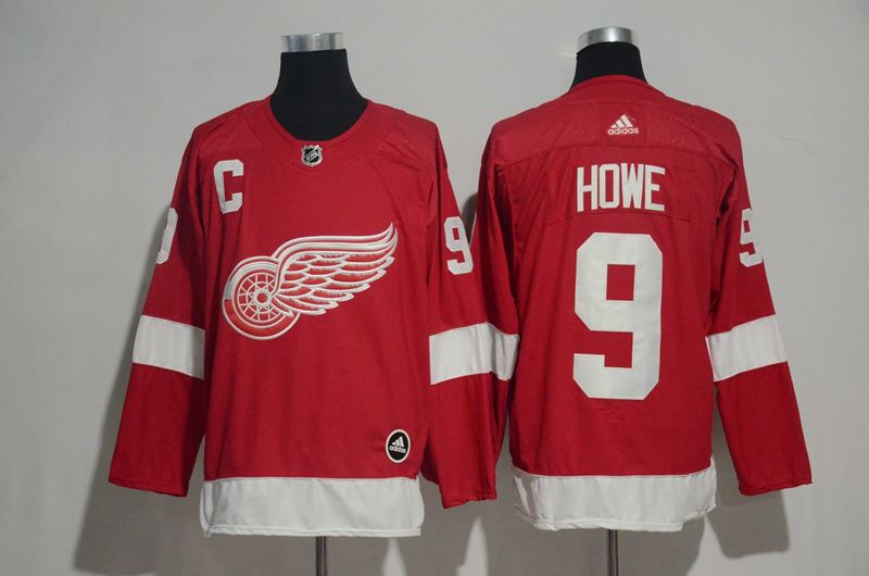 Men 2017 NHL Detroit Red Wings 9 Howe red Adidas jersey